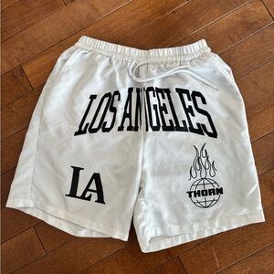 Thorn Los Angeles Graphic White Athletic Shorts